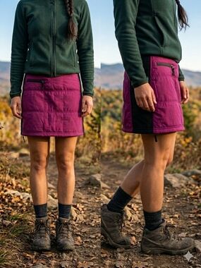 SKHOOP Insulated Mini Puffer Skirt Raspberry & Black Gorpcore Sz S